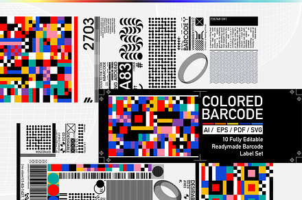 COLORED BARCODE LABEL SET, a Finance Illustration by NoSpoon Design