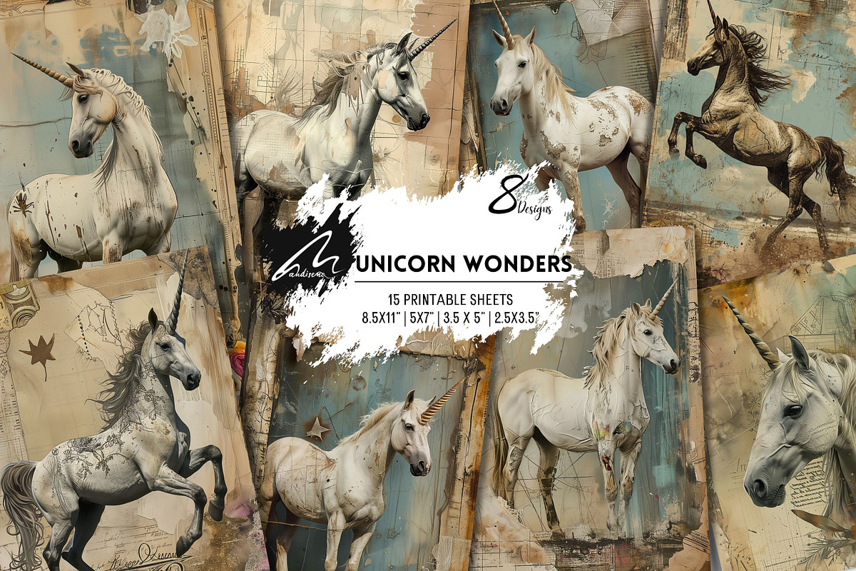 Shabby Grunge Unicorn Wonders, an Animal Illustration by Digital Art Mahdiseño (Photo 1 of 7)