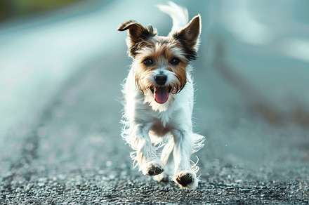 Running terrier dog, an Animal Photo by MistyDay