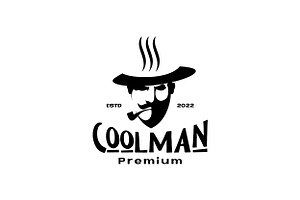 Man With Mustache Smoking Logo