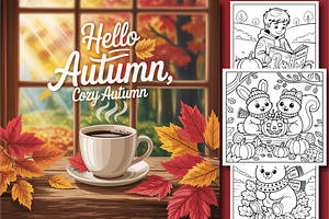 Cozy Autumn Coloring Book for Kids, a Seasonal Illustration by Design Zone