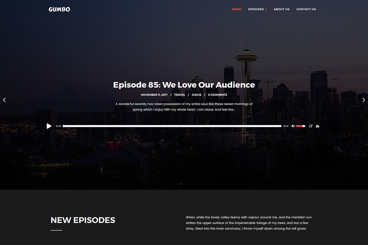 Gumbo - Podcast, Music & Vlog Theme, a WordPress Template by SecondLineThemes (Photo 1 of 6)