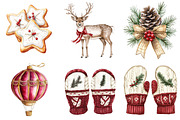 Watercolor Christmas Clipart, a Seasonal Illustration by CitraGraphics (Thumbnail 6 of 8)
