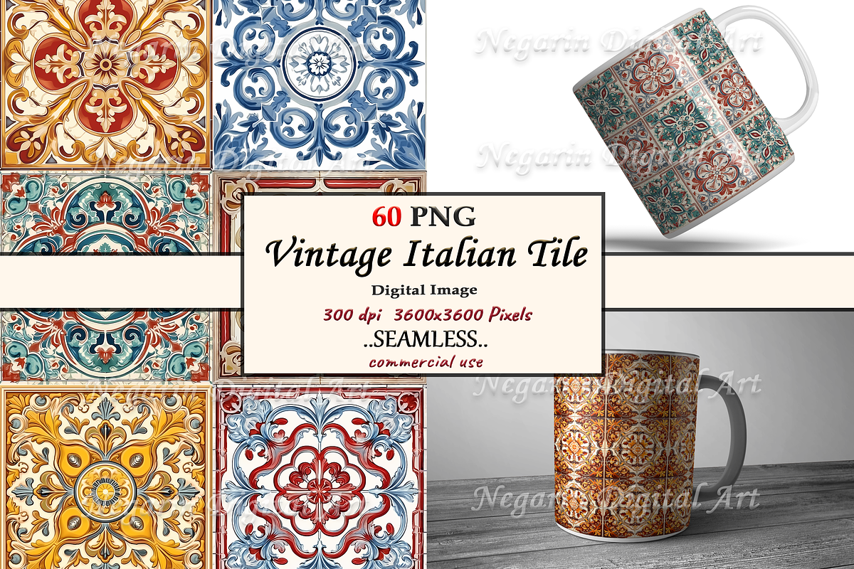 Vintage Italian Pattern Tile V1, a Pattern Graphic by Negarin Digital Art (Photo 1 of 8)