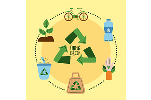 seven eco friendly icons, an Illustration by studiogstock