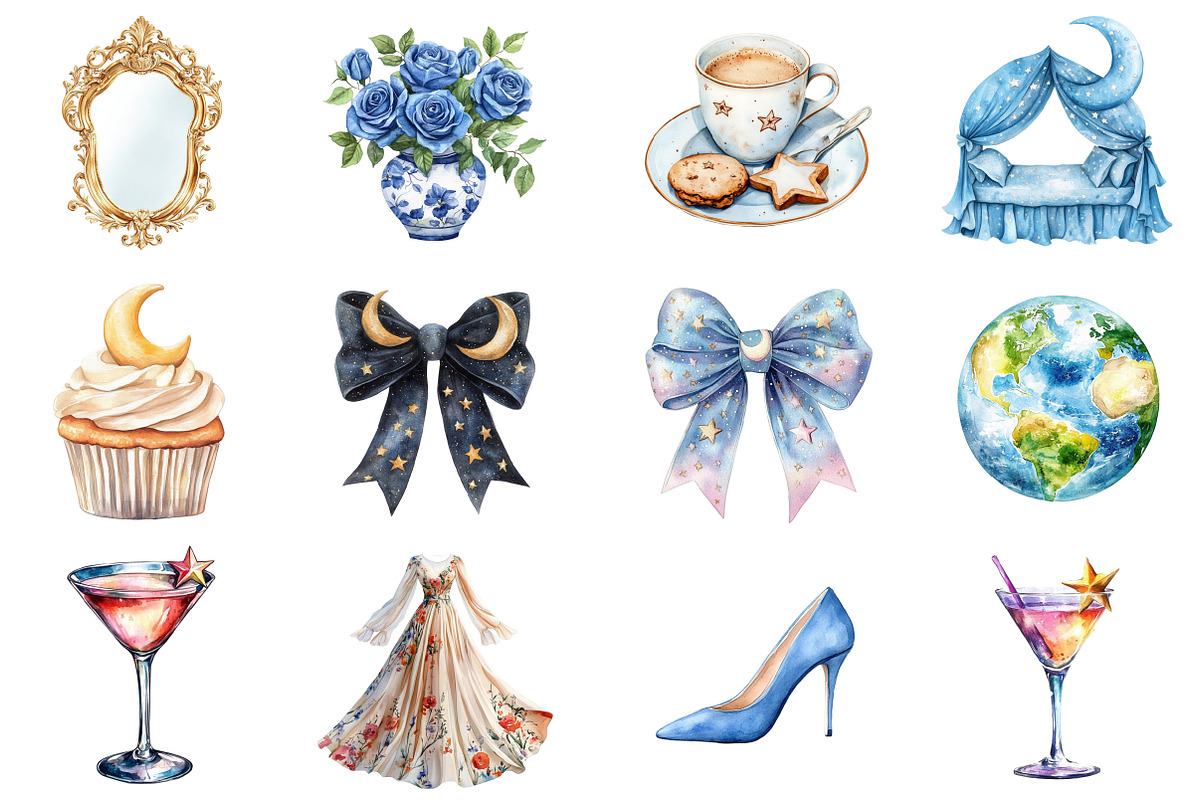 Watercolor Lunar Story Clipart, an Illustration by CitraGraphics (Photo 2 of 5)