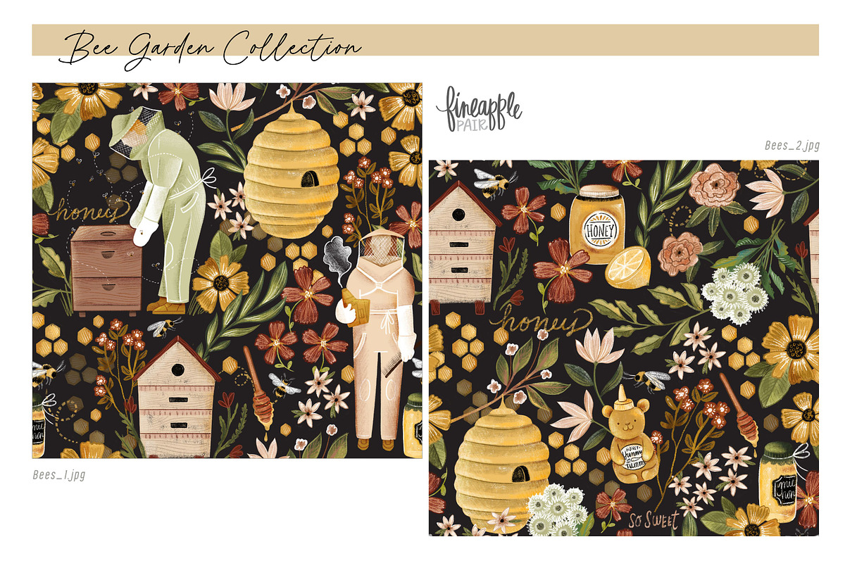 Bees Digital Paper, a Pattern Graphic by FINEAPPLE (Photo 2 of 8)