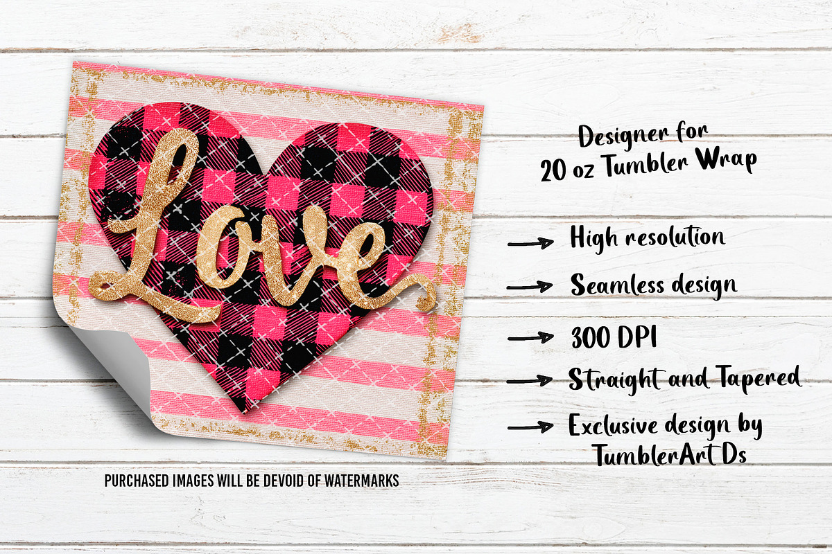 Buffalo Plaid Love Heart Tumbler, a Pattern Graphic by TumblerArtDS (Photo 3 of 3)