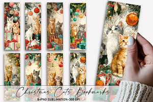 Christmas Cats Bookmarks Png, an Illustration by Designworld