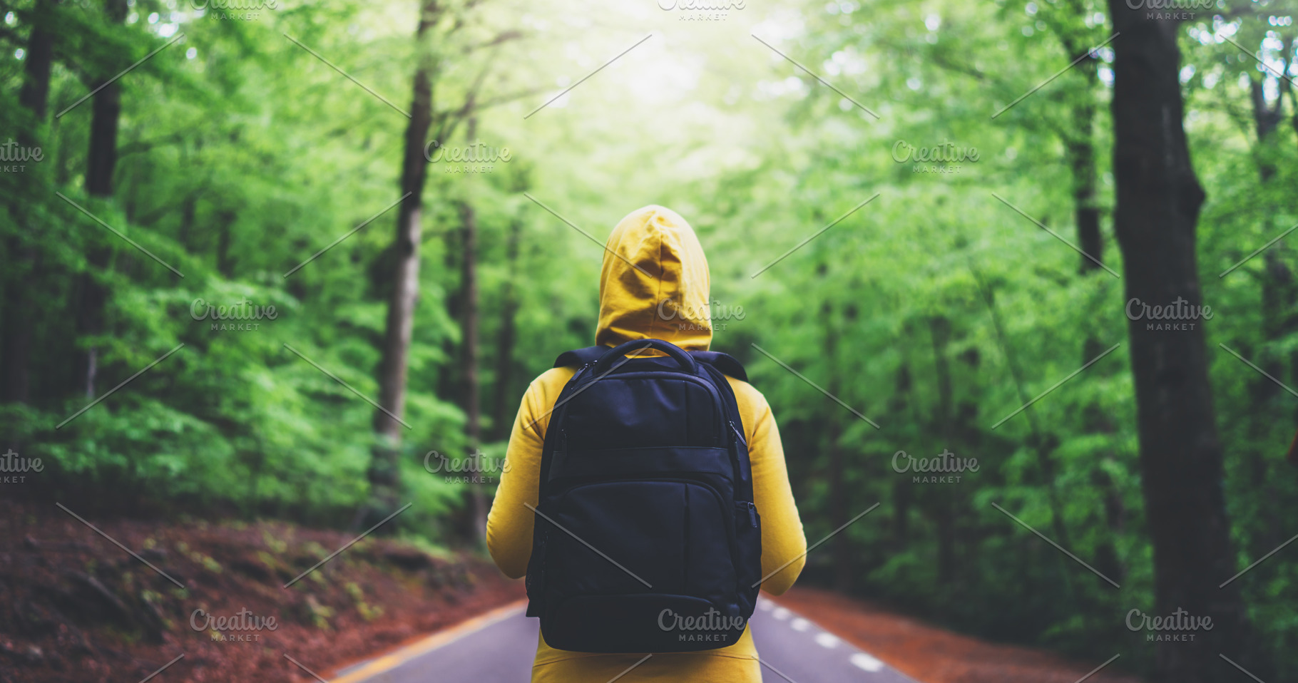 Tourist with a black backpack featuring hiker, tourism, and girl, a Person Photo by A_B_C