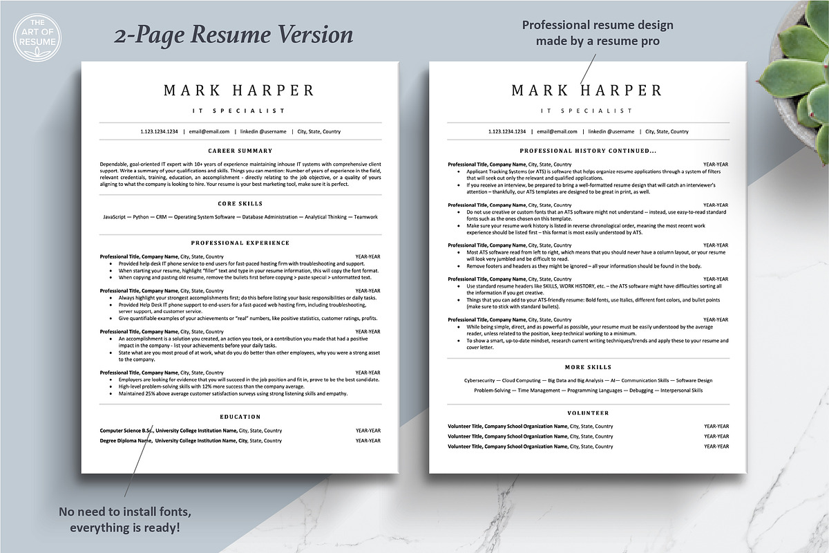 ATS Friendly Resume CV Template, a Resume Template by The Art of Resume (Photo 4 of 10)