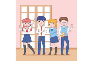 manga students school, a Person Illustration by studiogstock
