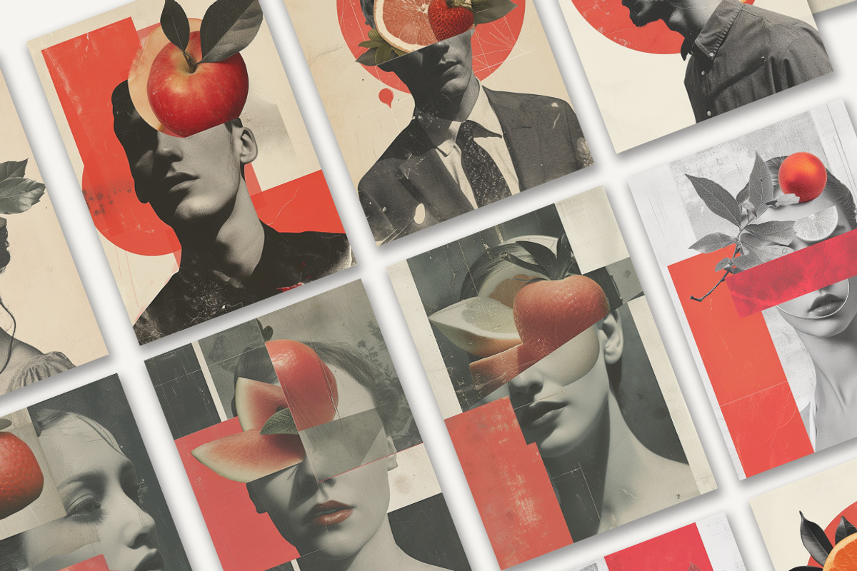 Red collage Cut out Mixed media set, an Object Graphic by 60secondsArt (Photo 6 of 12)