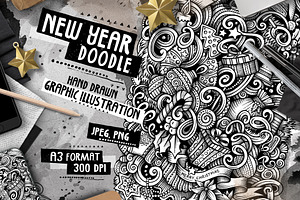 New Year Graphic Doodle Illustration, an Object Illustration by BALABOLKA