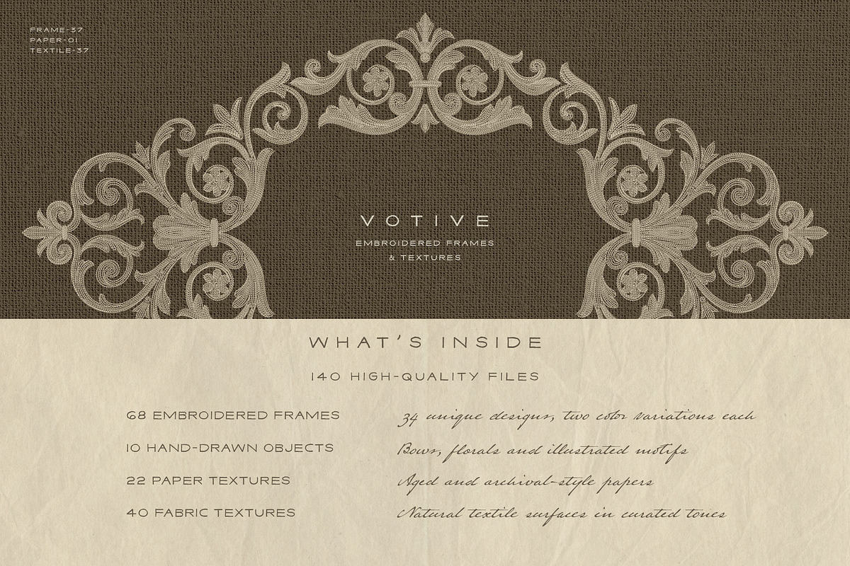 Votive Embroidered Frames & Textures, a Texture Graphic by alonahaidash (Photo 3 of 20)