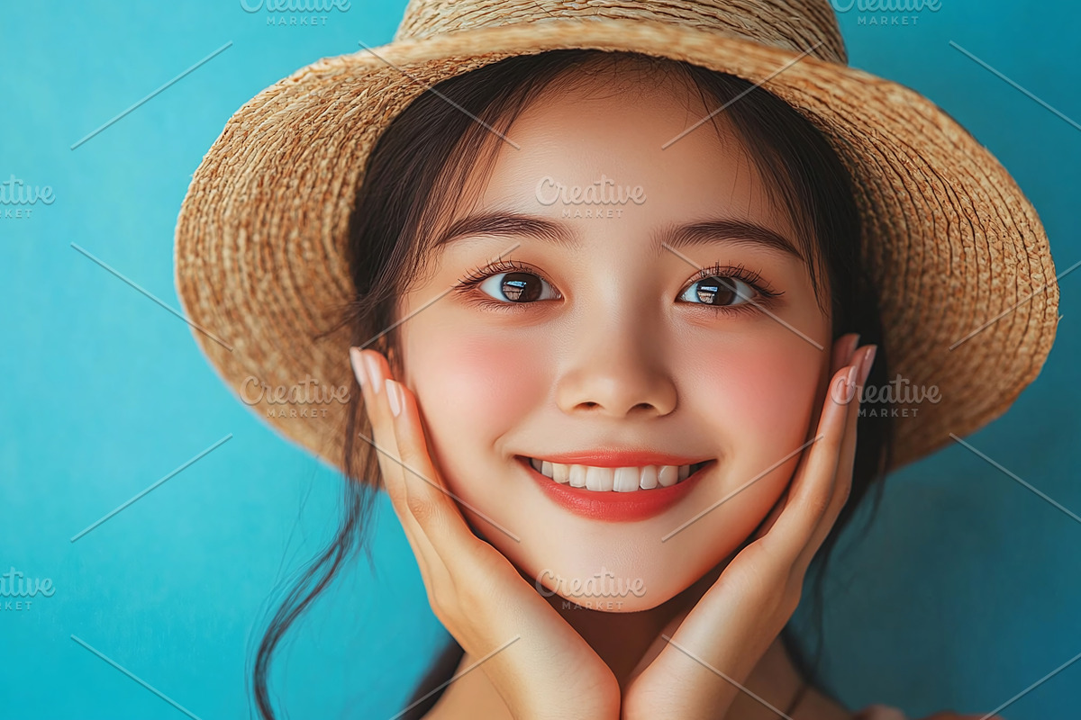 Smiling asian woman in straw hat, a Person Photo by Bunny's Little Shop (Photo 1 of 2)