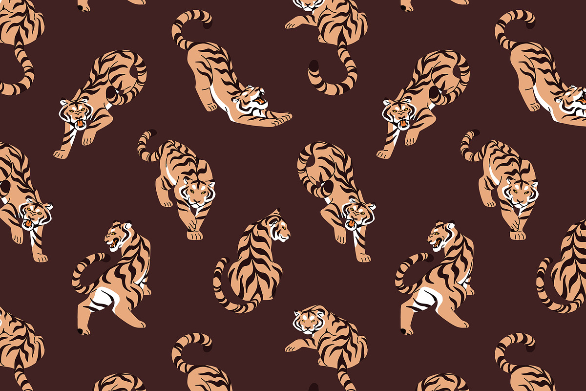 Wild tigers set, cards, patterns, an Animal Illustration by PaperTrident (Photo 9 of 10)