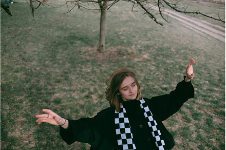 Scandinavian girl in gray casual, a Person Photo by zheckasmk
