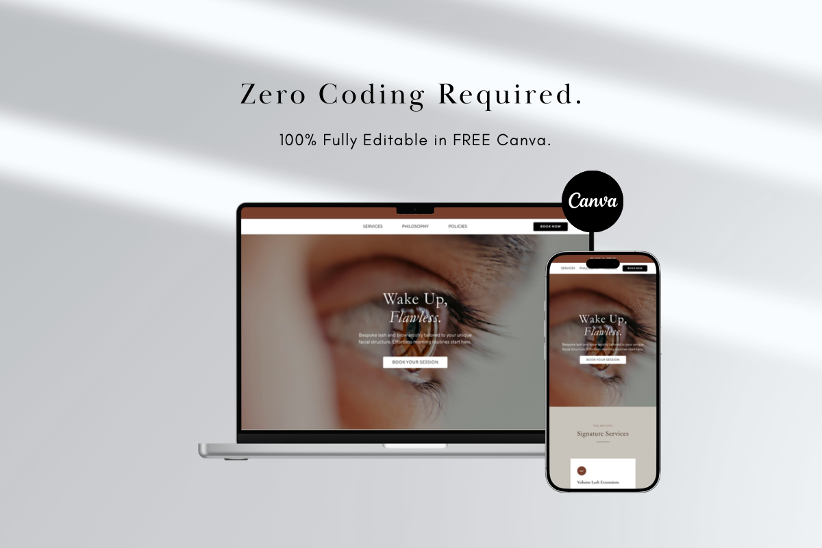 Lash Tech Website Template Canva, a Landing Page Template by batang (Photo 4 of 5)
