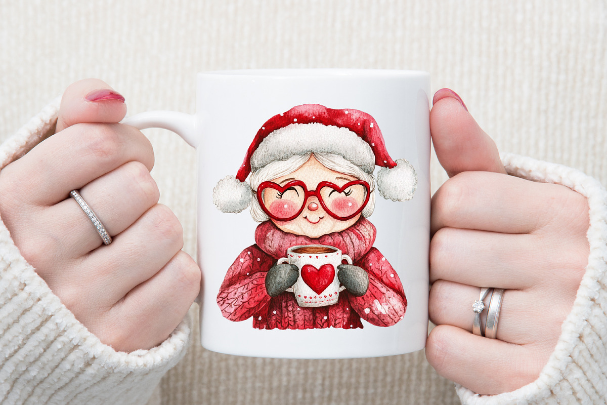 Sweet Cute Christmas Mrs Santa Claus, an Illustration by Sublimation Artist (Photo 5 of 6)