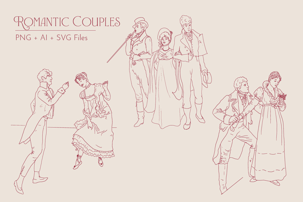 Jane Austen Inspired Line Art, a Person Illustration by Miriam Furniss Designs (Photo 3 of 13)