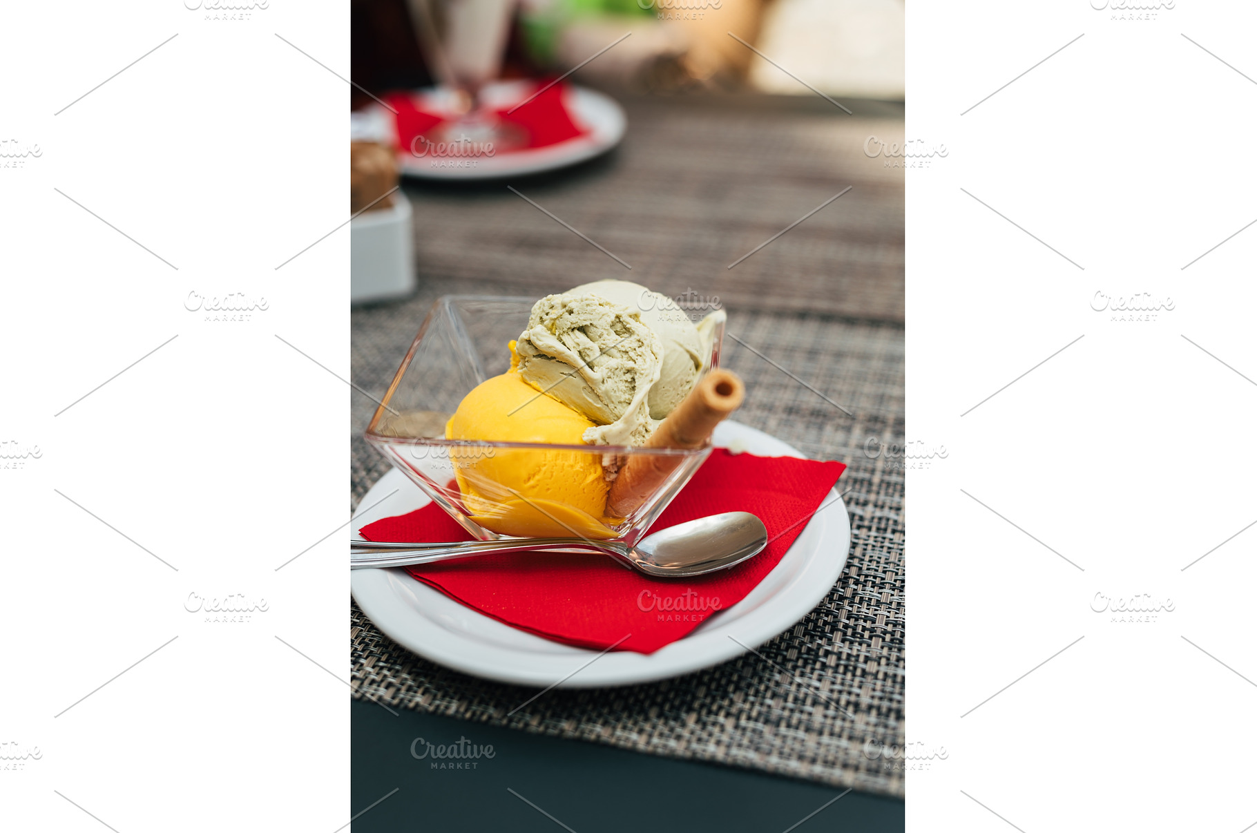 Pistachio and mango gelato in, a Food & Drink Photo by MAnuta