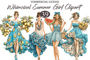 Whimsical Summer Girls Clipart, a Seasonal Illustration by designcity5 (Thumbnail 1 of 5)