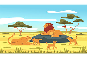 Lion family. Lioness with baby cub, an Animal Illustration by Stock-Smart-Start