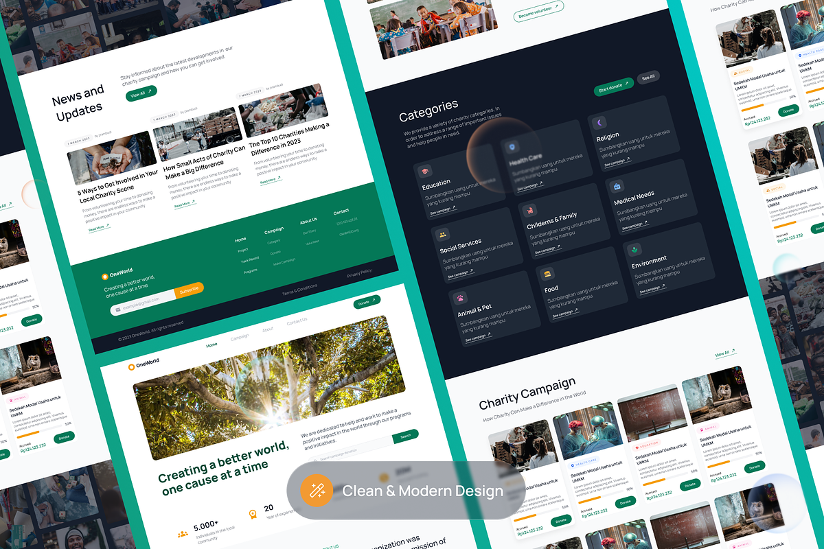 OneWorld - Charity Landing Page, a Landing Page Template by SLAB! Design (Photo 3 of 4)