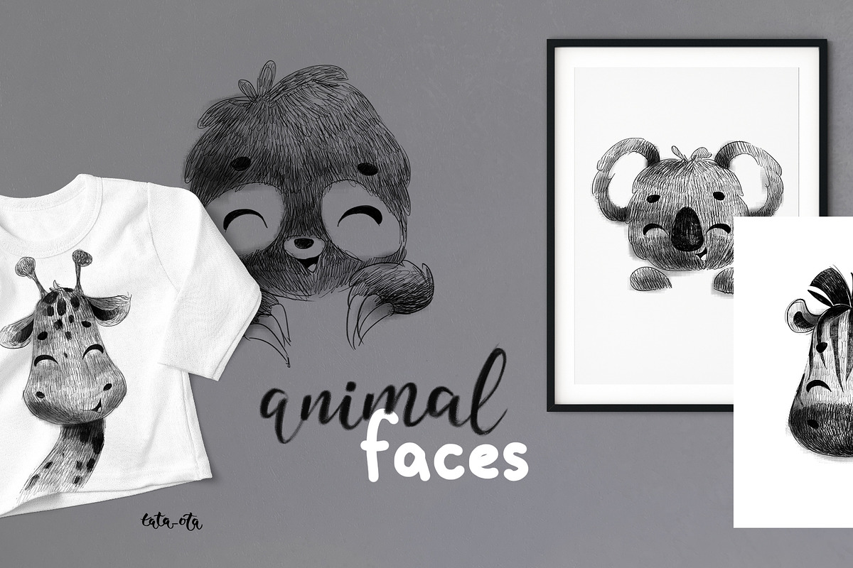 Cute animal faces. Posters, an Animal Illustration by tata_ota (Photo 1 of 8)