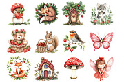 Woodland Animals Strawberry Clipart, a Seasonal Illustration by Design Market (Thumbnail 2 of 4)