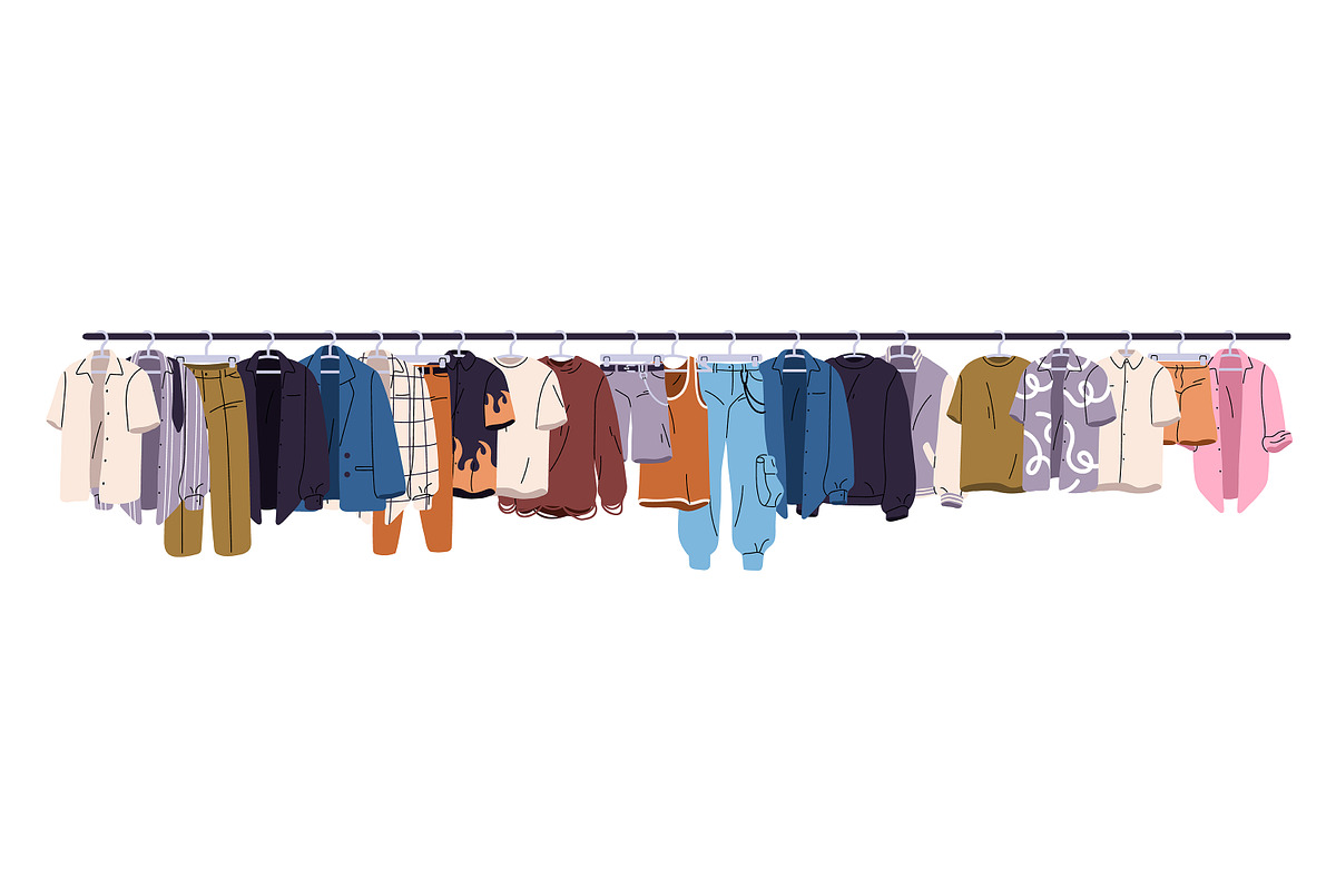 People choose clothes on hanger rack, a Person Illustration by PaperTrident (Photo 7 of 7)