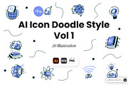 AI Doodle Icon Set Vol 1, a Technology Illustration by SLAB! Design (Thumbnail 1 of 3)