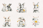 Watercolor Bunnies and Wild Flower, an Illustration by CreationArt (Thumbnail 3 of 10)