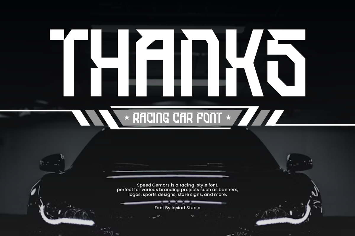 Speed Gemors - Racing Car Font, a Sans Serif Font by Iqsiart Studio (Photo 7 of 7)