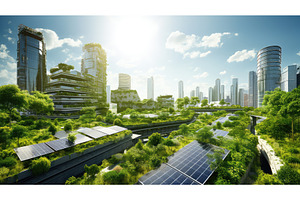 ecofriendly green city ai generated, an Architecture Photo by pikepicture