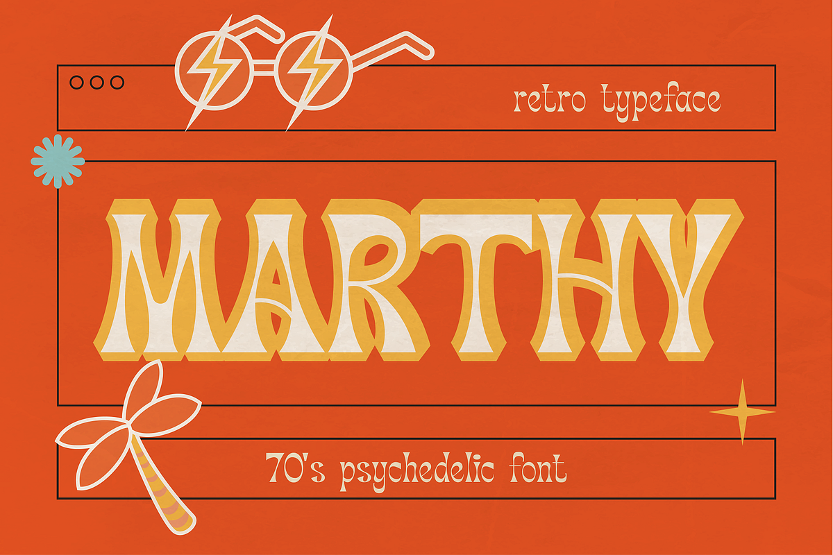 Marthy - Psychedelic Retro Display, a Font by HipFonts (Photo 1 of 9)