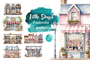 Watercolor Little Shops Illustration, an Object Illustration by Verdigris Studios (Thumbnail 1 of 3)