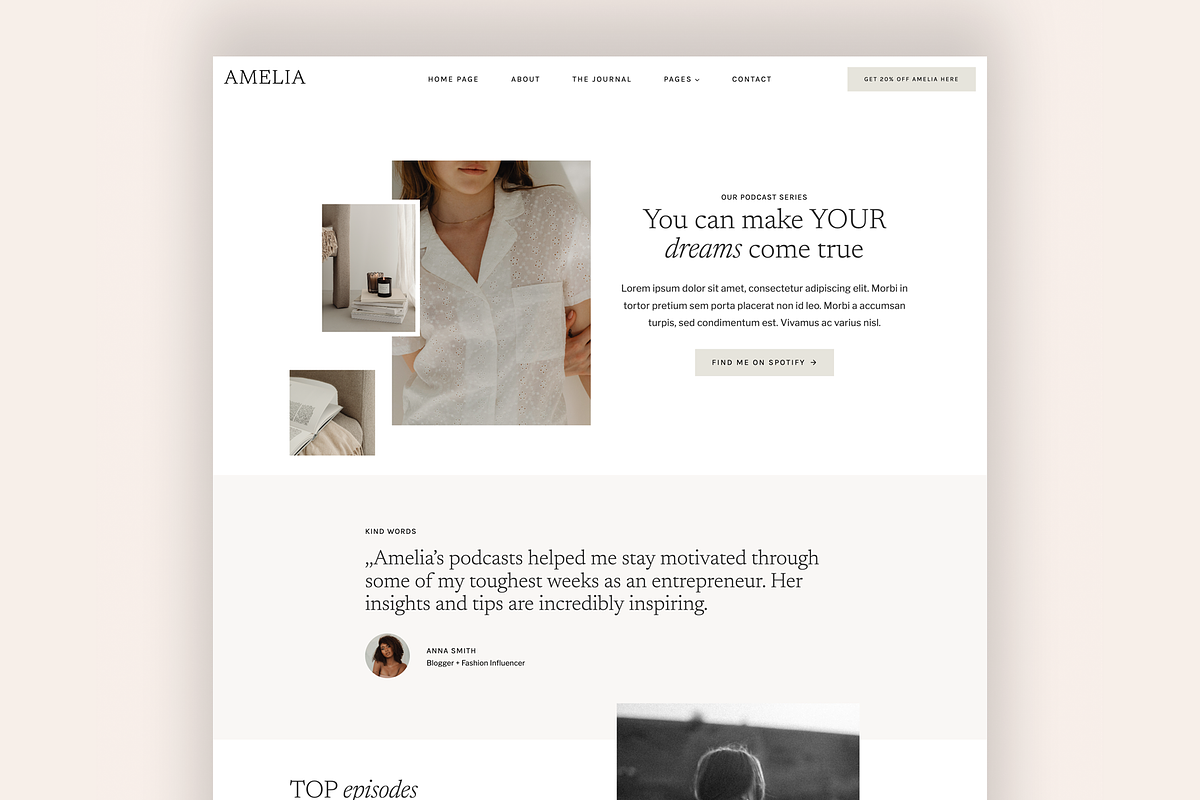 Amelia - Feminine WordPress Theme, a WordPress Template by Creative Her (Photo 6 of 7)