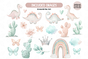 Dino Girl Party Clipart, an Illustration by TatiMockup (Thumbnail 2 of 4)