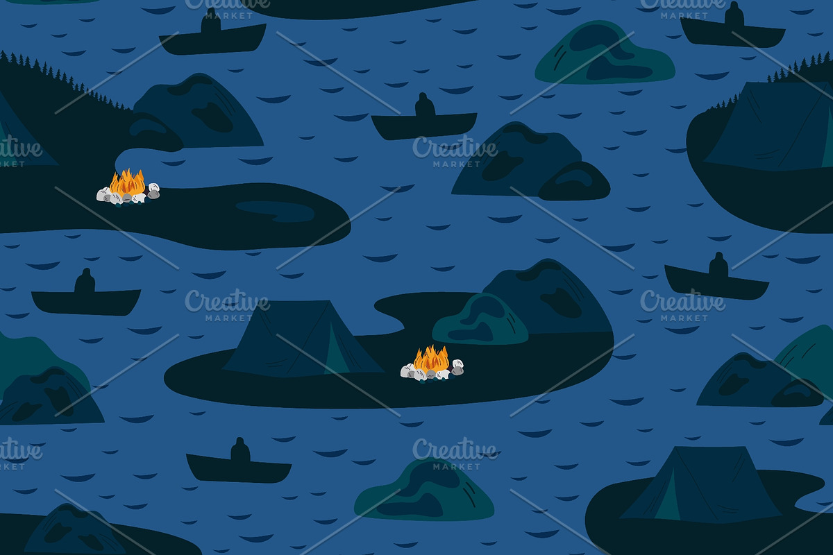 Night river or lake with islands, a Scene 3D Model by Vectorbuum (Photo 2 of 3)