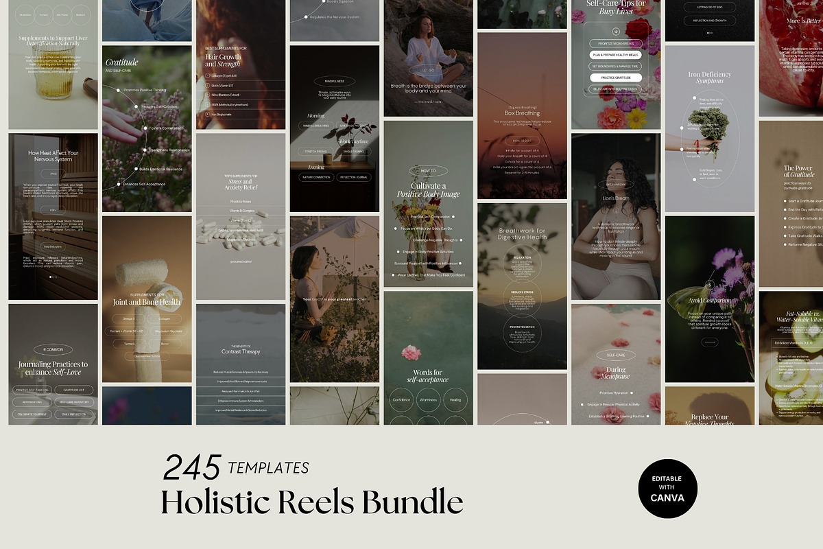 245 Holistic Reels Bundle Templates, a Social Media Template by Terraa Studio Design (Photo 1 of 10)