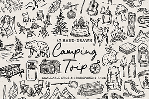Camping Clipart, Summer Camp Set, an Object Illustration by The October Creative
