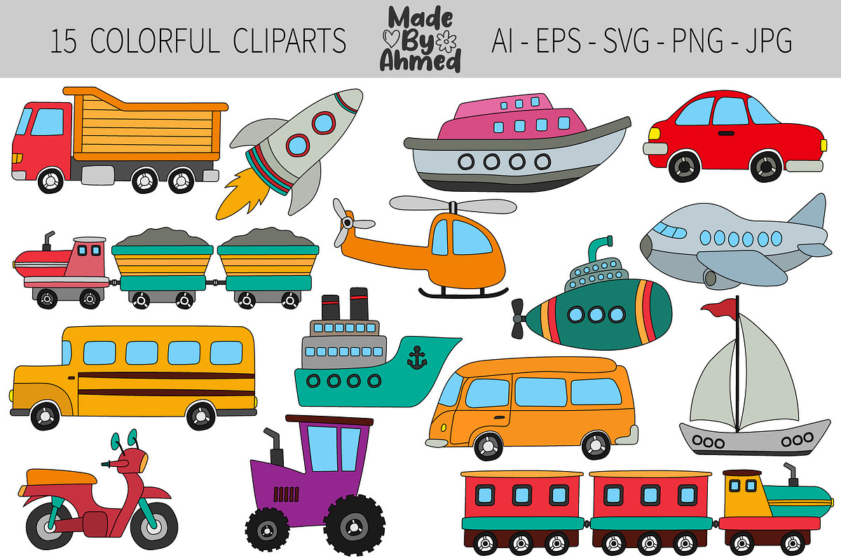 Transportation Clipart Doodles, a Transportation Illustration by Lamia Emad (Photo 2 of 4)