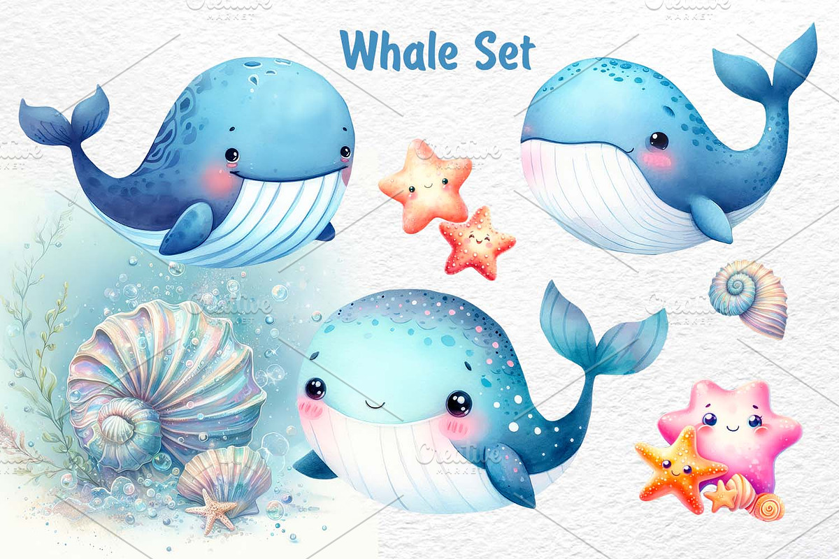 Cute Ocean Creatures, an Animal Illustration by Watercolor dreams (Photo 5 of 8)