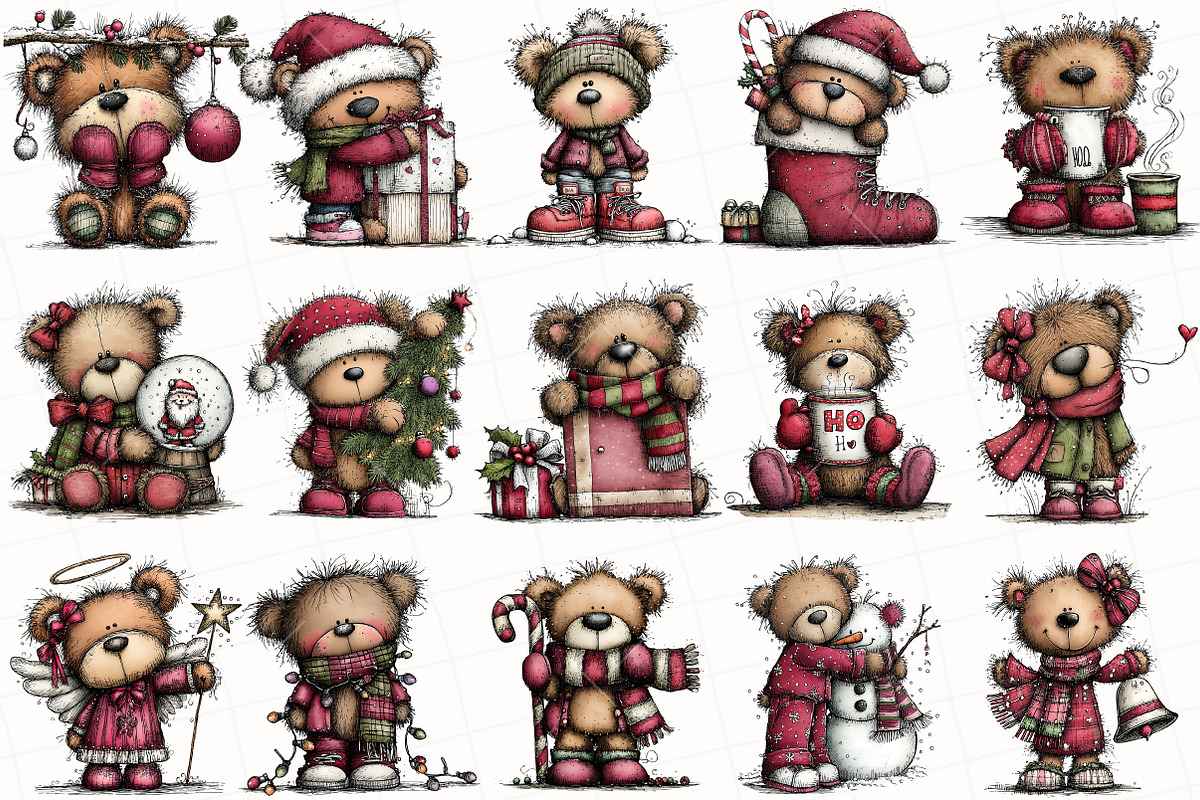 Whimsical Christmas Teddy Bear PNG, an Illustration by OK Design (Photo 4 of 6)