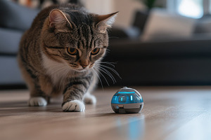 Curious tabby cat investigating a sm, an Animal Photo by Pixeness Studio