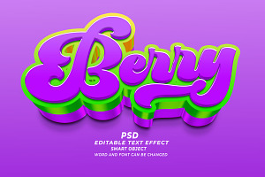 Berry PSD Editable Text 3d Effect