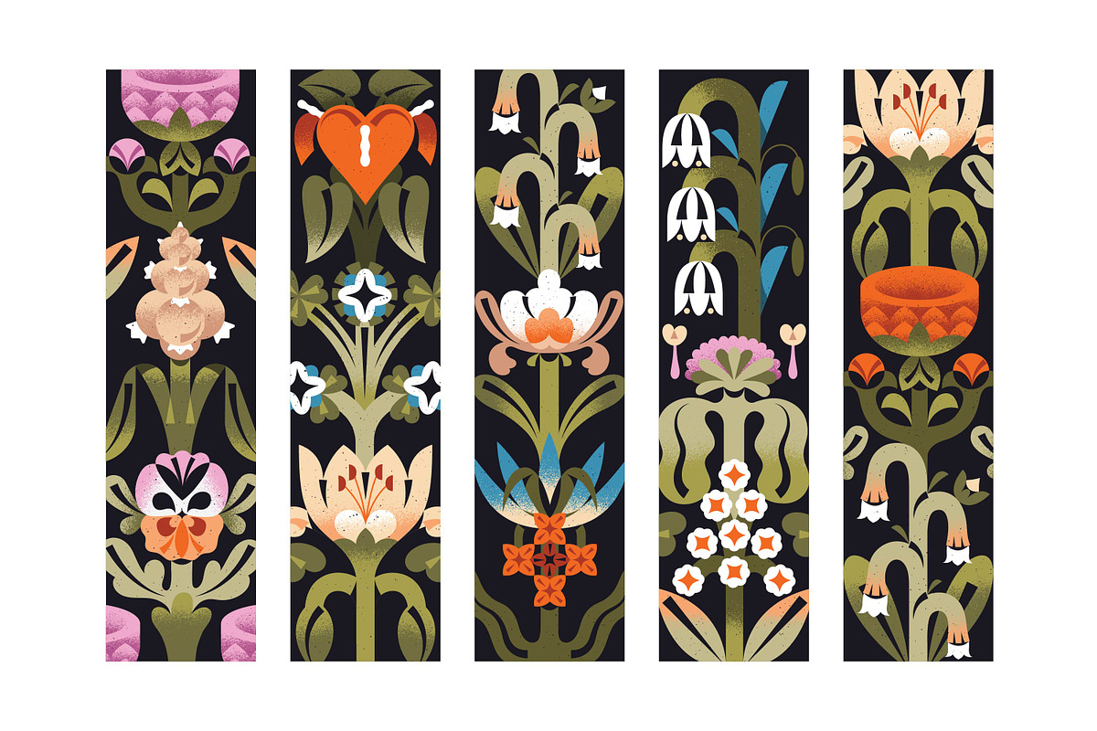 Abstract flowers set + backgrounds, a Decorative Illustration by PaperTrident (Photo 6 of 16)