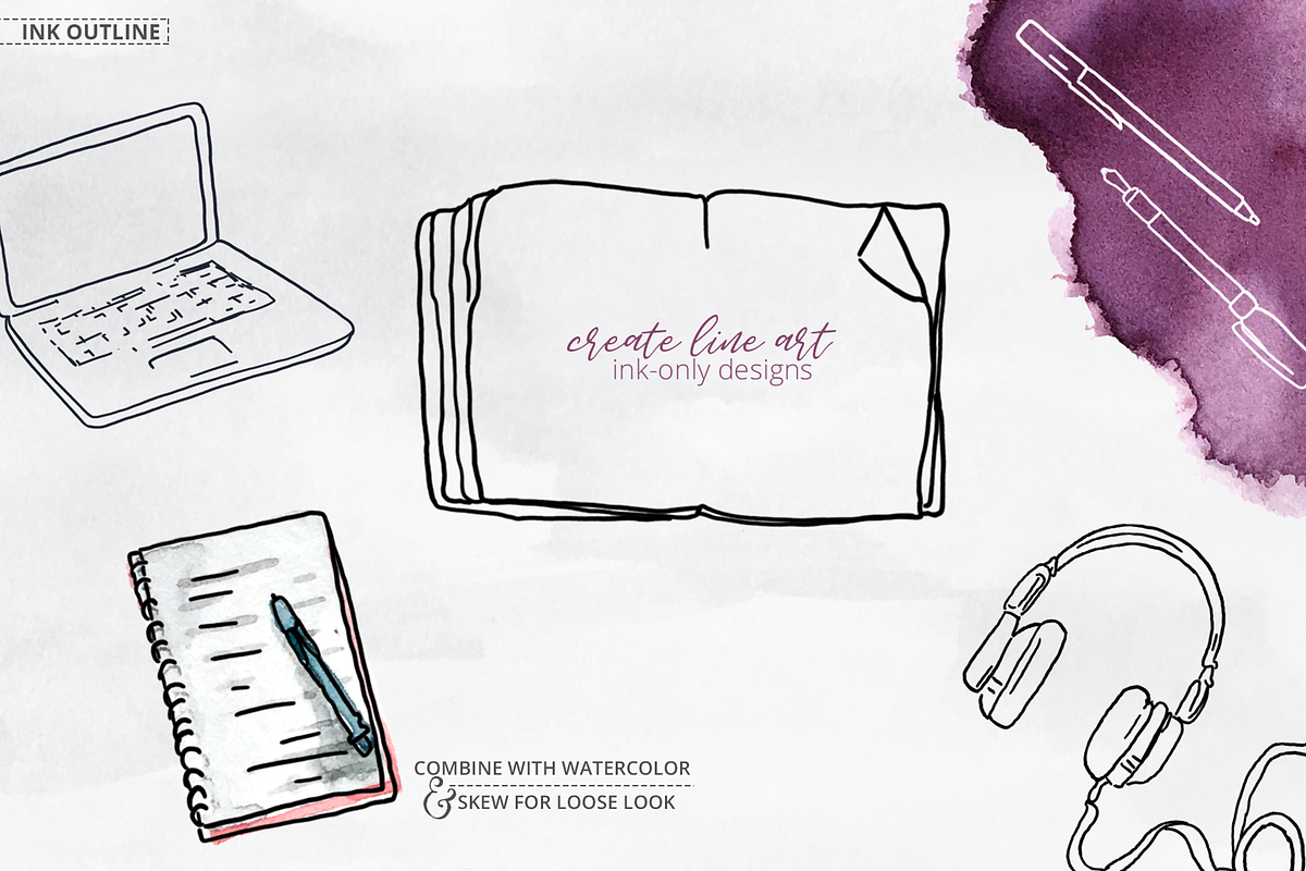 Whimsical Writer Watercolor, a Technology Illustration by plaidGecko (Photo 4 of 6)